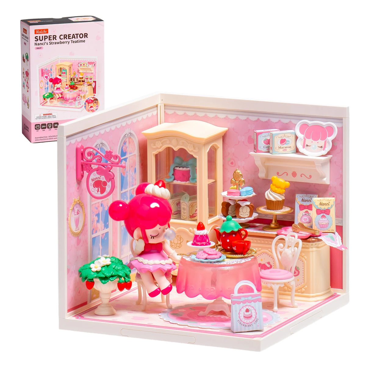 Rolife DIY Dollhouse 3D Puzzle Model Building Kit Nanci Strawberry Teatime Super Creator DIY Craft Kit with LED Light for Home Decor Holiday Gift for Adults Teens