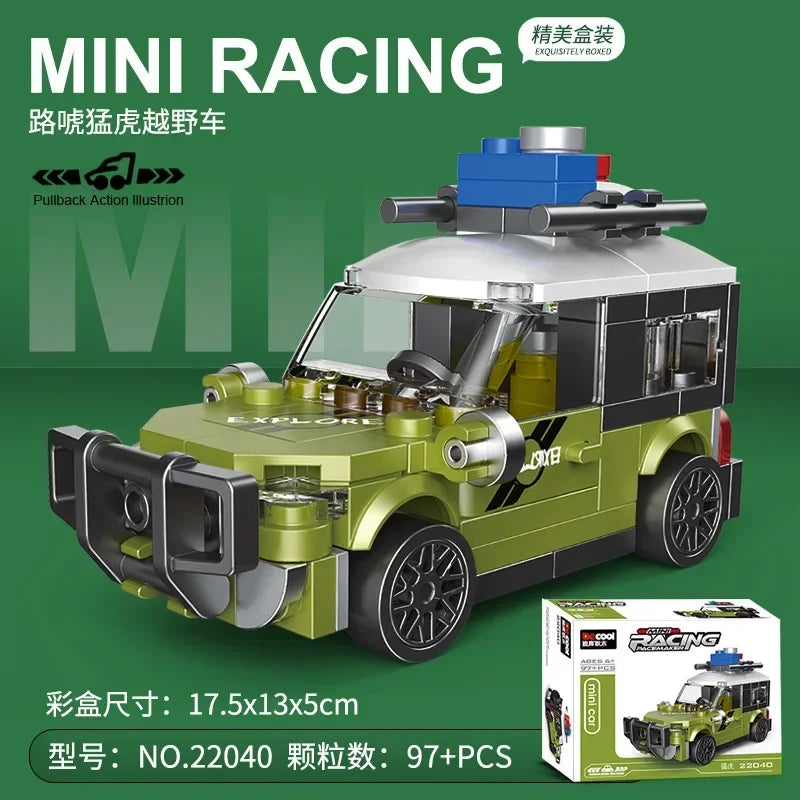Racing Car Bus Engineering Vehicle Ambulance Pull Back Model Building Blocks Brick Toys Children Boys Birthday Gift Brick