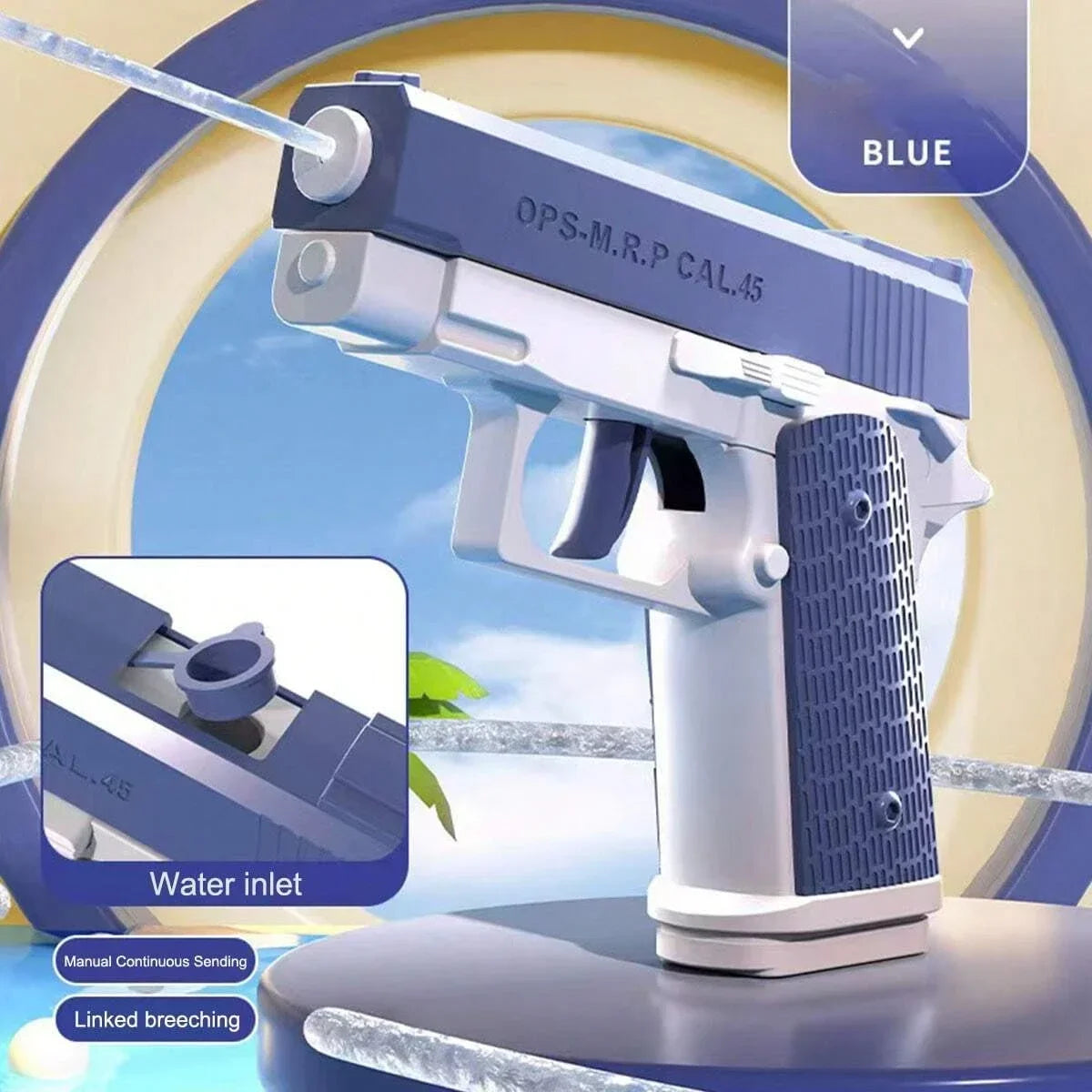 Mini Water Gun Children's Interactive Water Toy Water Spray Gun Summer Gift Toy with Linkage Rear Seat Continuous Fire Water Gun