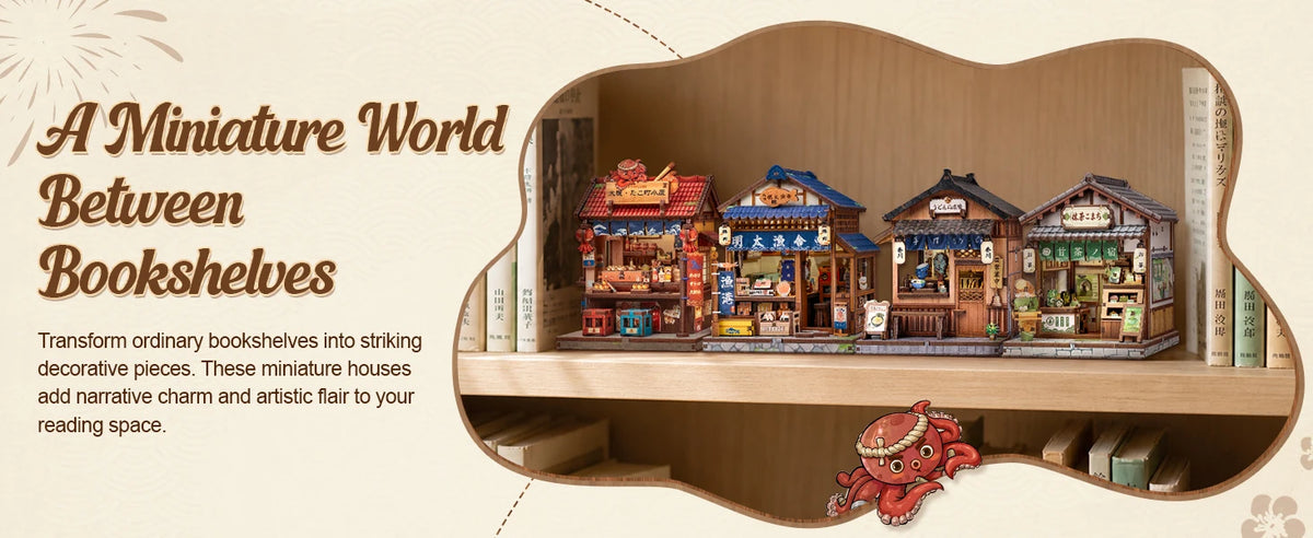 Original CUTEBEE DIY Book Nook Kit Japanese styles 3D Wooden Puzzle Mini Miniature House Bookshelf Decor Craft for Adults DIY
