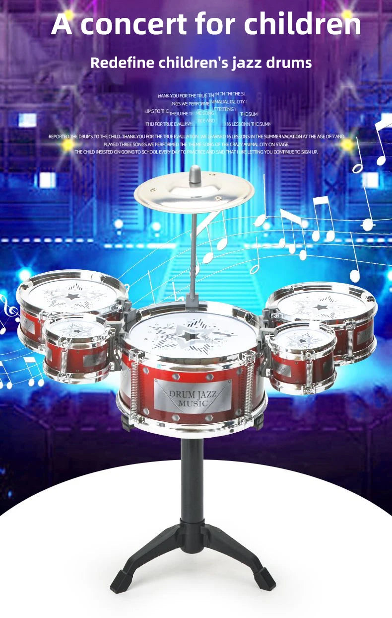 Drum Sets for Children Beginners Children's Toys Dynamic Jazz Drums for Western Percussion Instrument