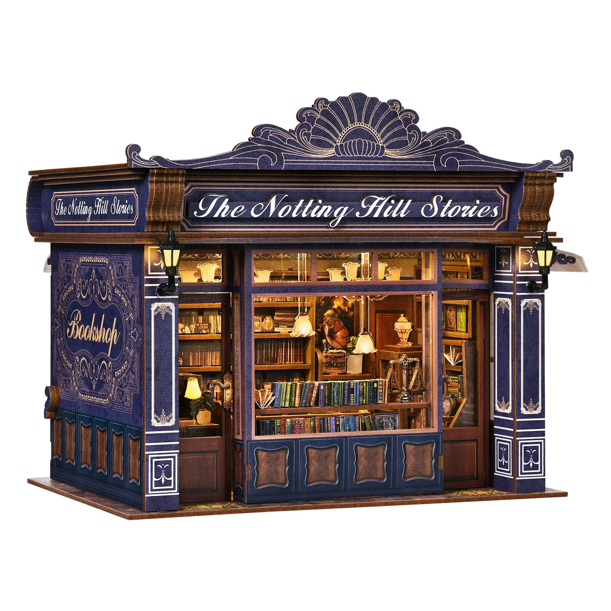 Notting Hill Book Nook 3D Wooden Puzzle DIY Love Bookstore Handmade Bookshelf Dollhouse Model Decorative Bookend Building Ki