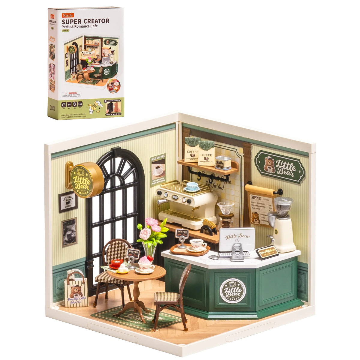 Rolife Super Creator Serious DIY Miniature House Kit Mini Dollhouse Model Building Kit with LED Light Home Decor(DW026/27/28)