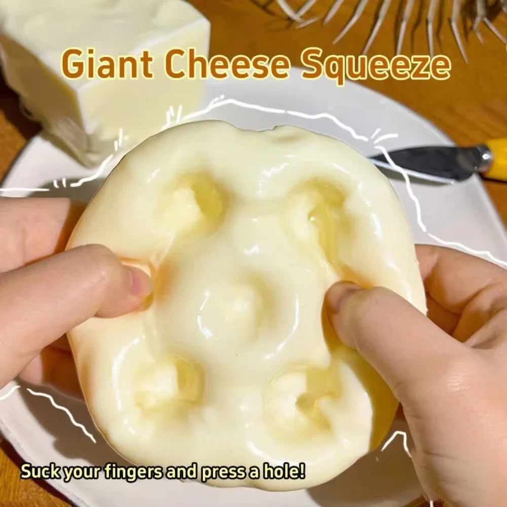 Giant Cheese Shaped Squeeze Stress Relief Toy Soft Thick Squishy Fidget Toy Non-Rigid Non-Springy Anxiety Relief for Kids Adults