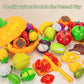 Cutting Play Food Toy for Kids Kitchen Pretend Fruit &Vegetables Accessories with Shopping Storage Basket Toy for Toddler Gift