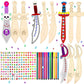 216PCS unfinished DIY wooden pirate knife set, wooden handmade painting crafts, suitable for various parties, party gifts