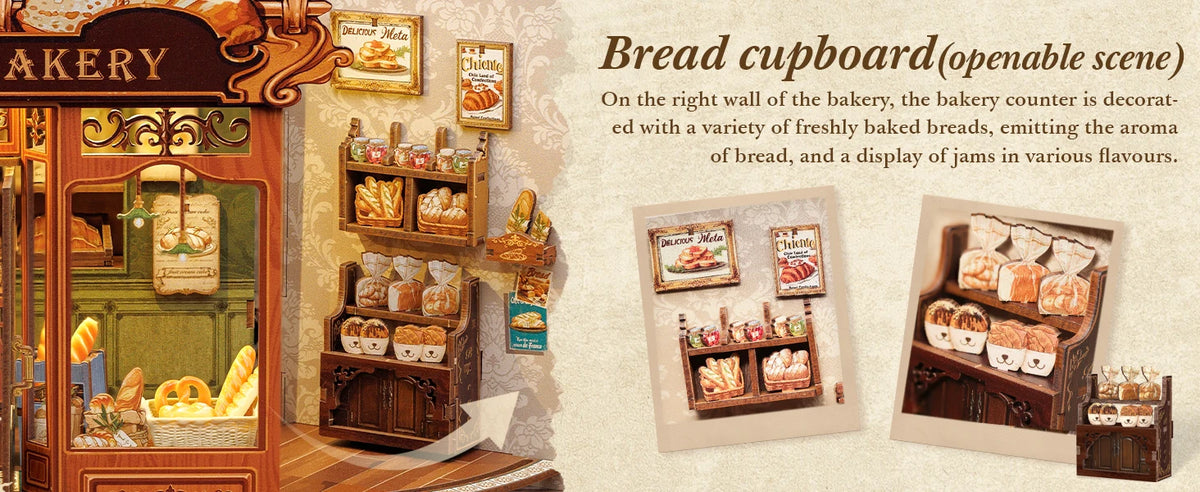 Original CUTEBEE 216pcs Mrs.Hunt Bakery Book Nook Kit DIY Miniature House Bakery Dessert Shop Dollhouse Booknook for Adults Tiny House Bookshelf Decor 3D Wooden Puzzle DIY Craft Gifts for Family Friends book nook para montar