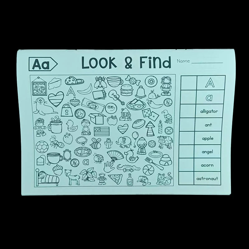 32-Page Search-And-Color Activity Book, Fun Focus and Attention Exercises, Educational Early Learning Tool for Home and School Use