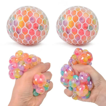 1‑Pack Creative Breathable Grape Stress Ball, 3‑Color Beads Filled Squeeze Fidget Toy for Adult Anxiety and Stress Relief