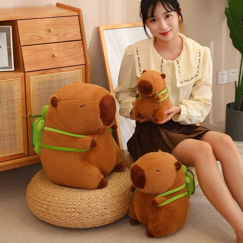 Cute Capybara Plush Toy Stuffed Animals Capibara with Turtle Backpack Kapibala Soft Doll Toys Birthday Christmas Gift