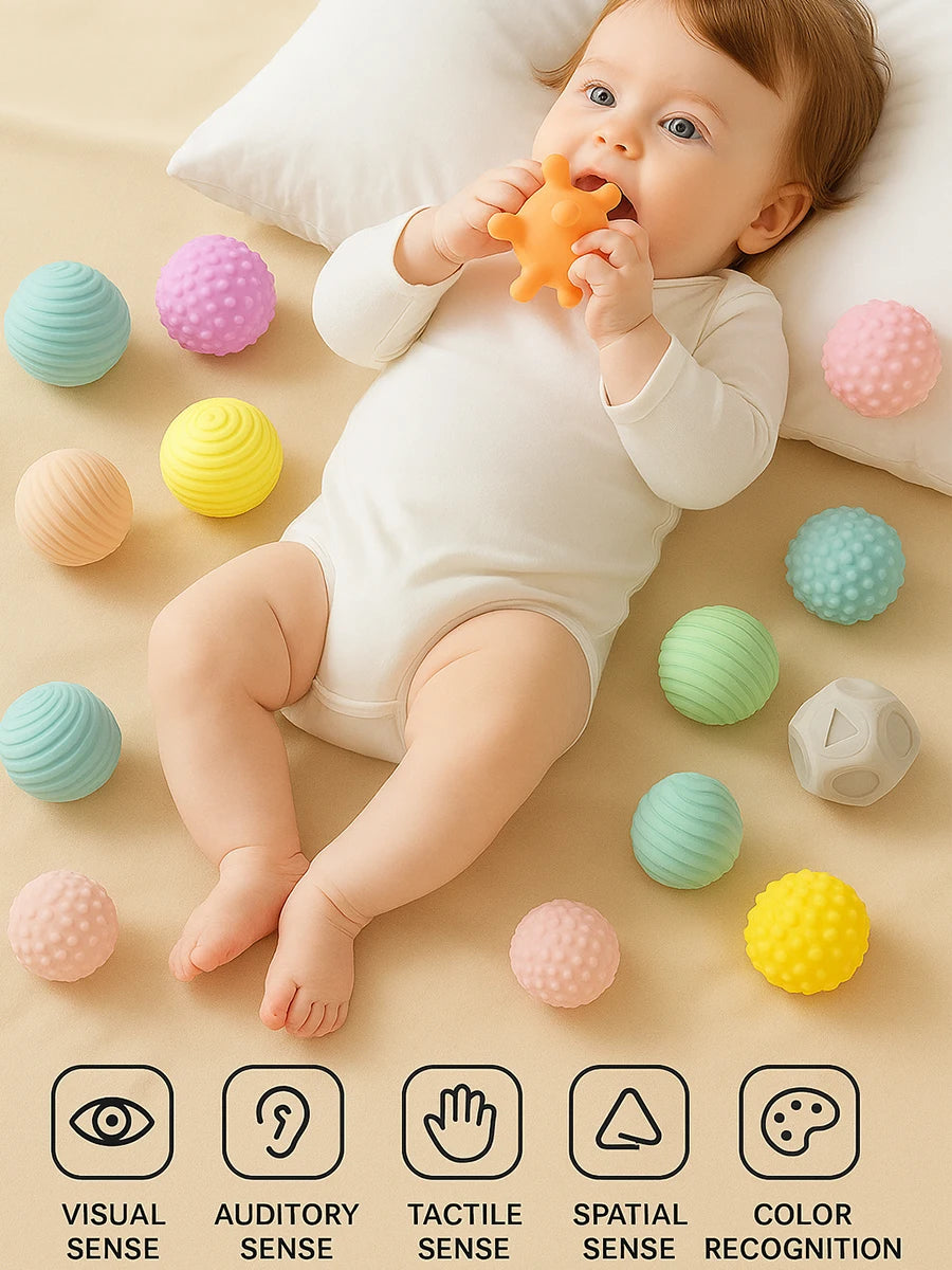 6Pcs Baby Sensory Ball, Baby Teething Toy, Montessori Early Childhood Education, Baby Water Toy Ball, Massage Ball
