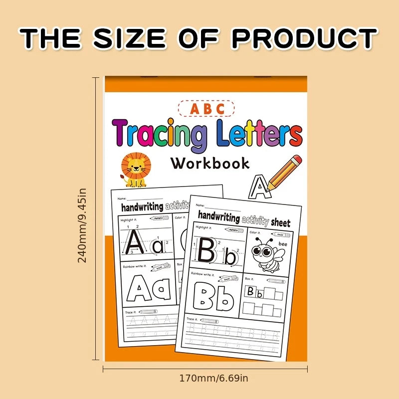 1 Children's Alphabet Practice Book, Handwriting Practice Book for Preschoolers, Alphabet Ability Development for Kindergarten, Fun Cartoon Character Learning Exercises, Mixed-Color Paper Materials, Educational Children's Boo