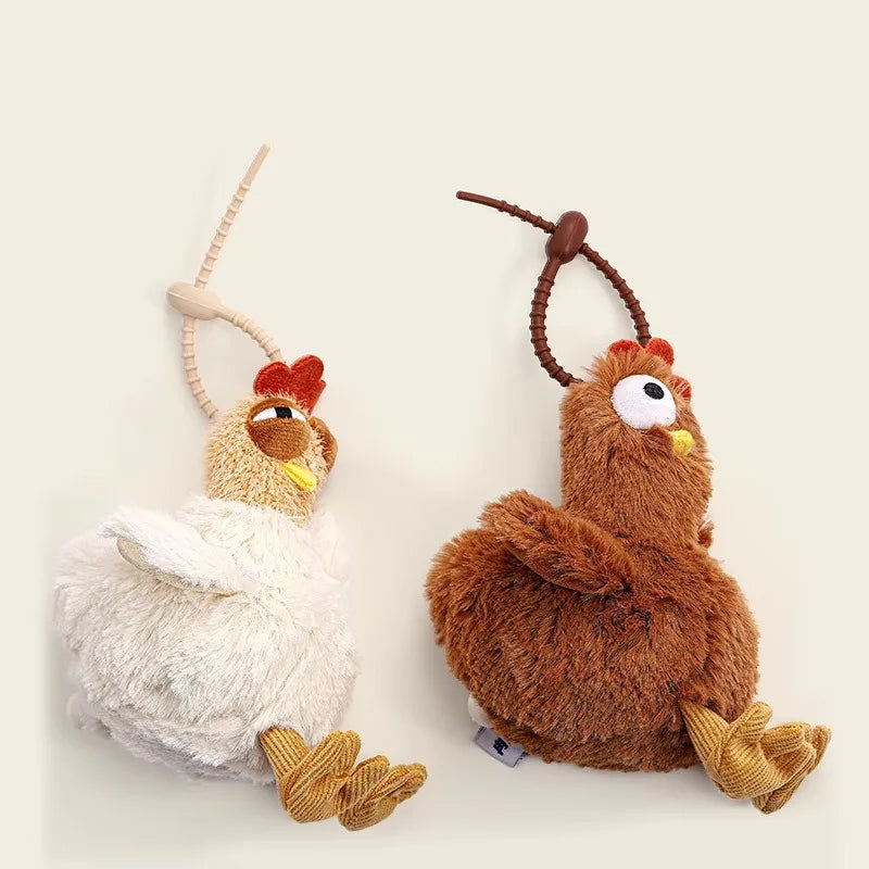 Fur Chicken Plush Bag Ugly Hen Shape Handbag Funny Kawaii Chicken Pendant Keychain Doll Satchel Purse for Women Birthday Gifts