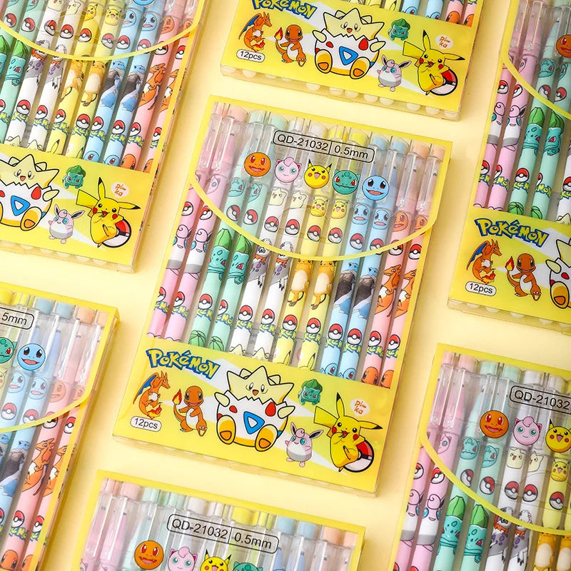 5pcs Pokemon 0.5mm Neutral Pen Cute Student School Supplies Cartoon Stationery Pikachu Anime Rubbable Pen Kids Birthday Gifts