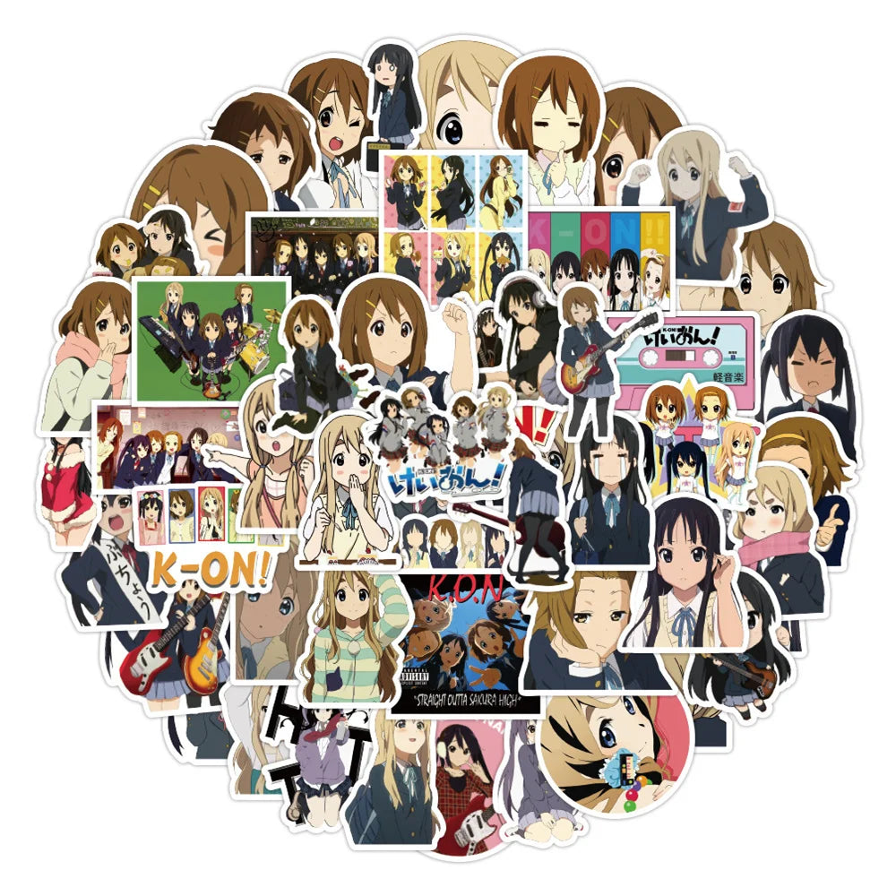 50PCS Cartoon Anime K-ON Light Sound Girl Graffiti Waterproof Stickers Creative Trendy Fridge Mug Helmet Car Decoration Stickers