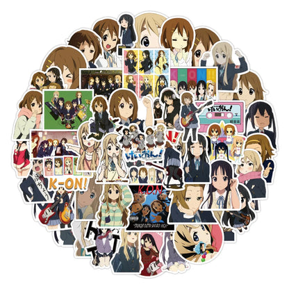50PCS Cartoon Anime K-ON Light Sound Girl Graffiti Waterproof Stickers Creative Trendy Fridge Mug Helmet Car Decoration Stickers