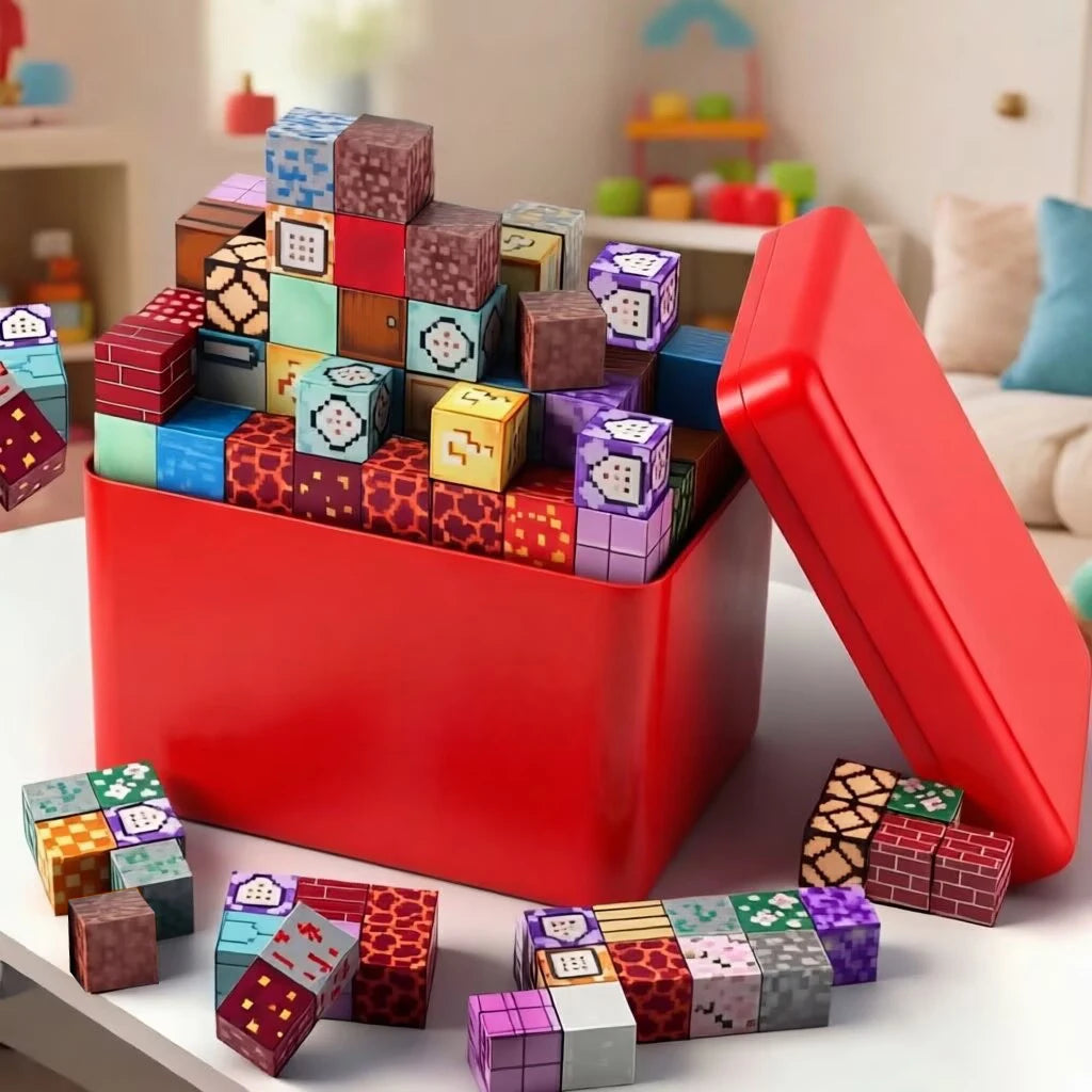 TNT Building Block Storage Box, Magnetic Building Blocks Toy, Building Block Set, Children's DIY Assembly Toy Building Blocks,