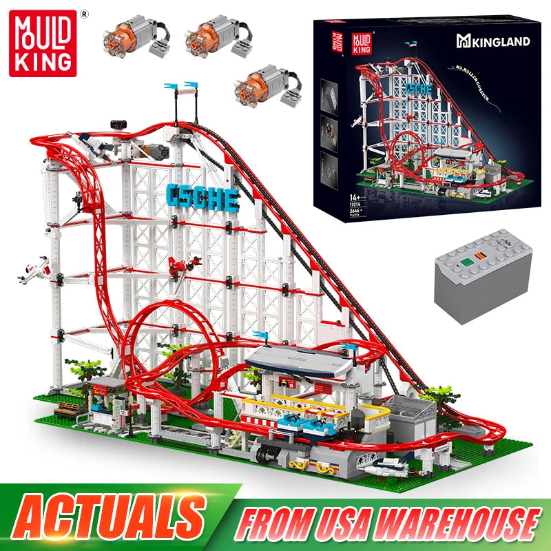 Mould King 11014 The Motorized Rolle Coaster Building Block Assembly Technical Rolle Coaster Brick Toys Kids Christmas Gift