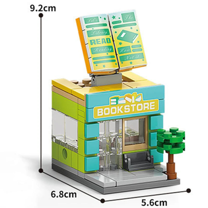 NEW DIY Makeup Convenience Store Flower Shop Hair Salon Piano Game Hall Fruit Bookstore Building Blocks Bricks Movie Model Toy