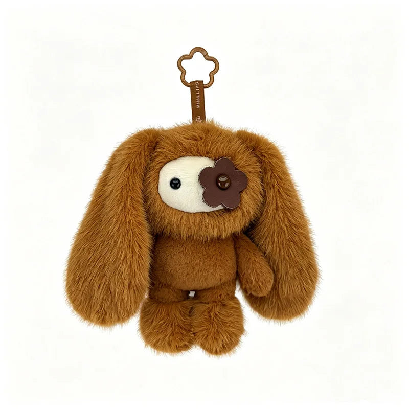 Cute Juju Rabbit Plush Keychain Flower Eye Bunny Stuffed Doll Kawaii Long Ears Animals Bag Pendant Car Keyring Toy Gift for Girl