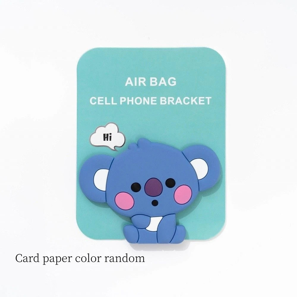 BT21cartoon cute silicone handheld phone stand kawaii retractable airbag earphone winder fan support anime merchandise wholesale