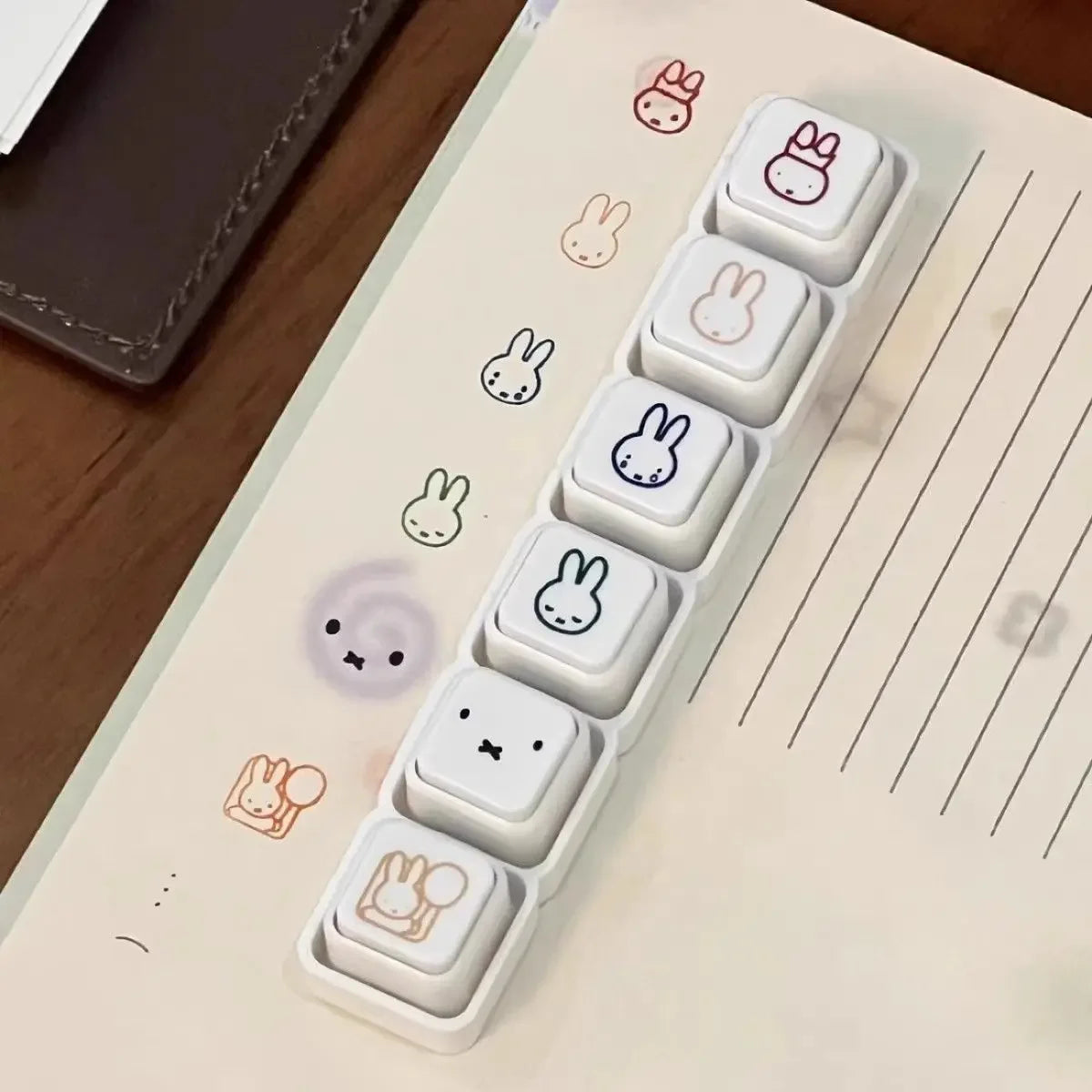Cute Miffy Rabbit Six Couplets Seal Japanese Style Hand Miffy Diary Good Items Miffy DIY Decorative Materials Press Easy Gift