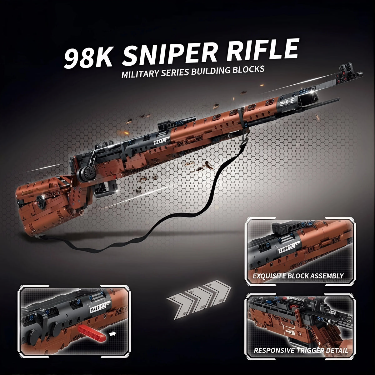 1206PCS Historical Rifle Model Kit Classic Bolt Action Sniper Building Set for Adult Collector Mechanical Engineering Project