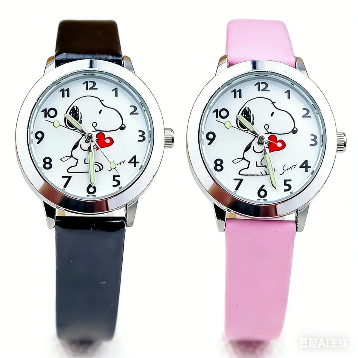 Snoopy Children's Fashion Cute Watch Boys and Girls Cartoon Watch Quartz Movement PU Leather Strap Student Children's Gift
