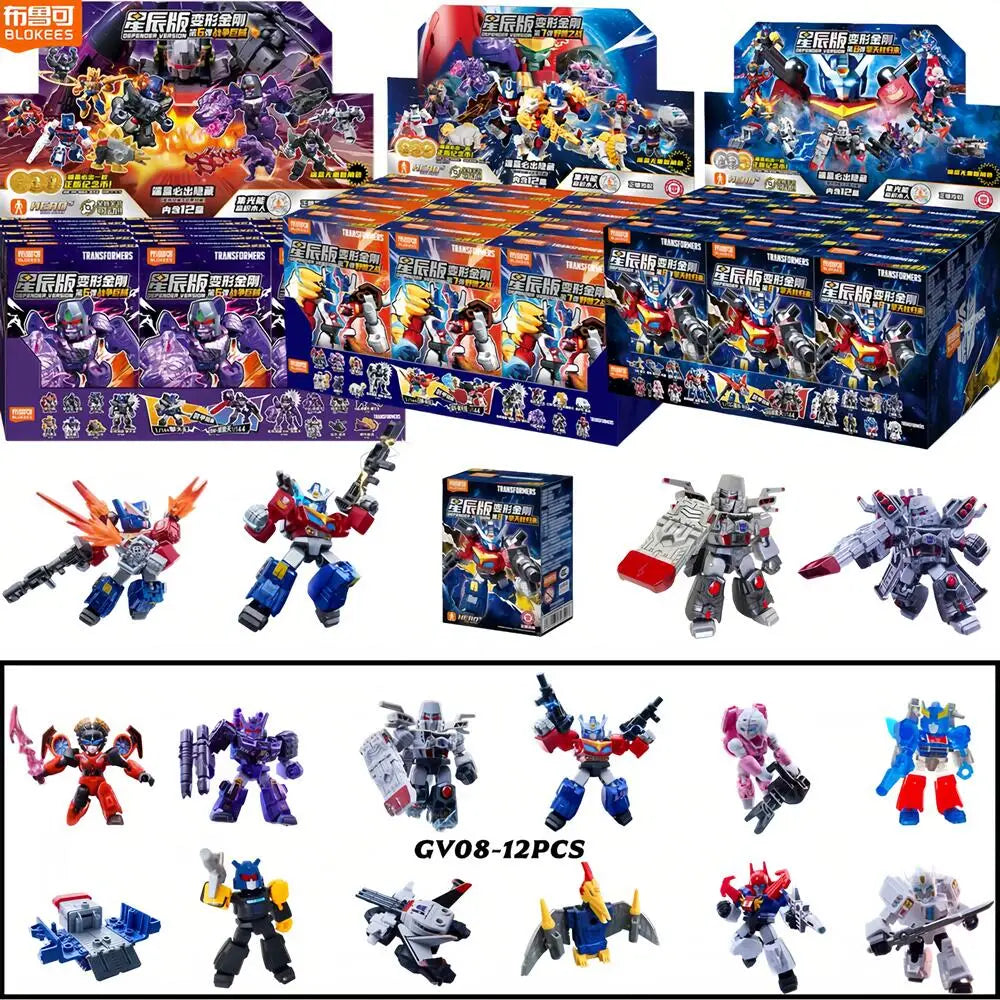 In Stock Blokees Transformers 12PCS GV01-GV08 Optimus Prime,Megatron，Soundwave，Grimlock，Shockwave，Surprise Blind Box Toys Gift