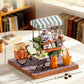 Rolife Wooden 3D Puzzle DIY Miniature House Kit Vienna Bookstore & Aromatic Coffee Cart Model Building Kit with LED Light for Home Decor Gift for Adults Teens