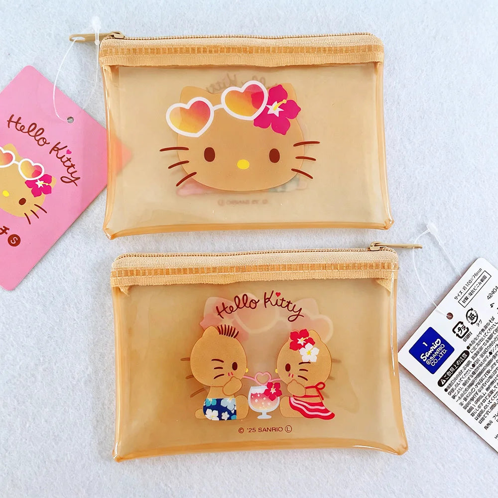 Genuine Sanrio Hello Kitty PVC Wallet Cartoon KT Cat Transparent Waterproof Card Holder Travel Portable Storage Pouch lady Gift