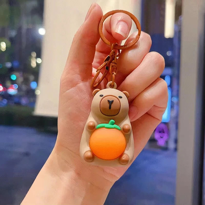 Fun Capybara Keychain With Lighted Luminous Cute Capibara Anime Lighting Keyring Mini Doll Creative Keyring Decorative Gift Toys
