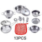 Play Pots and Pans Toys for Kids - Kitchen Playset Pretend Cookware Mini Stainless Steel Cooking Utensils Development Toys