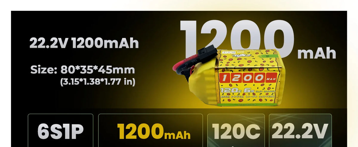 2PCS CNHL 6S 22.2V Lipo Battery 1200mAh 120C With XT60 Plug For RC FPV Drone Quadcopter Airplane Helicopter Car Racing Hobby