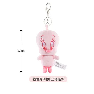 Looney Tunes Bugs Bunny 7cm Plush Keychains Pendant Tweety Bird Lola Bunny KeyRing Anime Movie Doll Key Chain Toys Gift