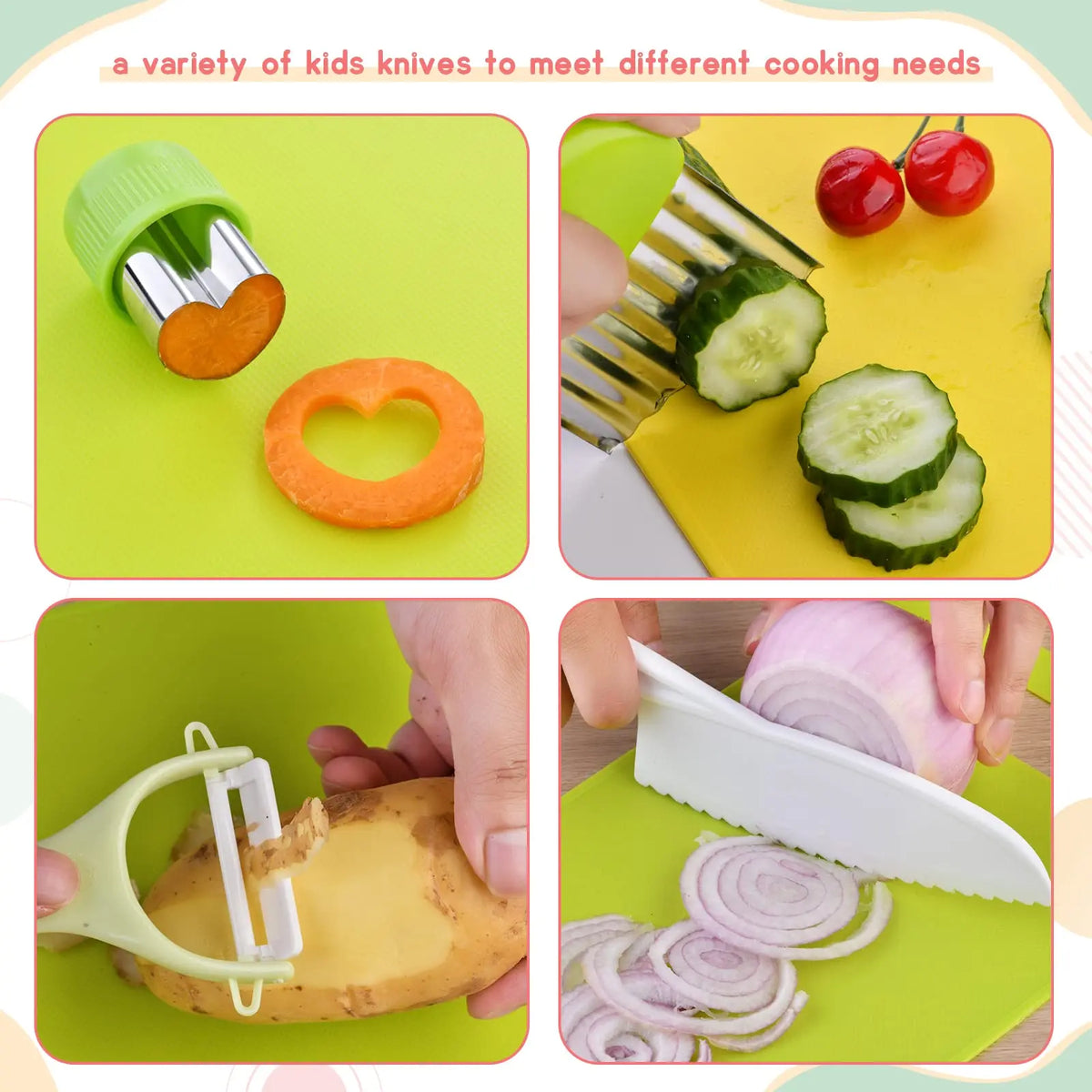 13Pcs Montessori Kitchen Tools Set Cookware Baking Toy Kids Safe Knifes With Cutting Board for Toddlers Real Cooking Accessories