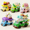 NEW DIY Coffee Car Buns Food Truck Ice Cream Store Flower Street View Building Blocks Kit Bricks Model Toy