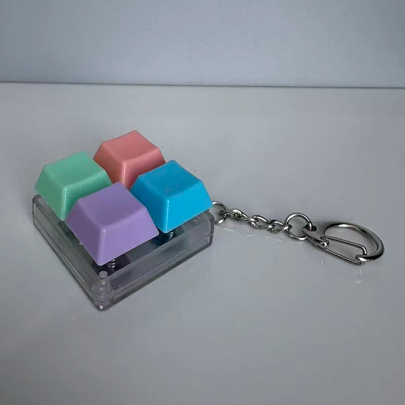 KeychainToy Press Stress Relief Fidget Button Key Caps Key Ring Keyboard Keychain Adult Stress Reduction Toys Finger Party Gift