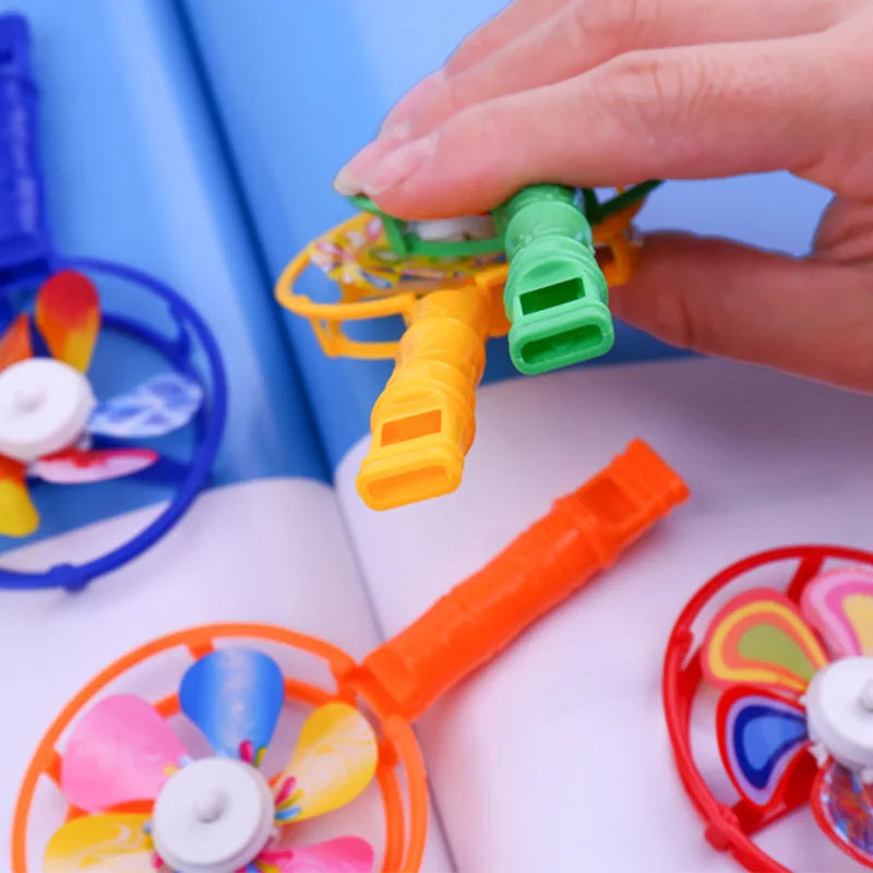 10Pcs Colorful Whistle Pinwheel Game Toy Kids Birthday Party Favors Goodies Bag Pinata Filler Christmas Back to School Gifts