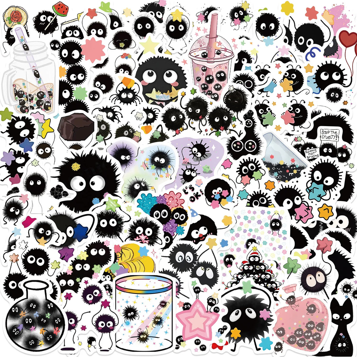 54PCS Cute Kawaii Sprites Stickers Laptop Graffiti Skateboard Waterproof Scrapbooking Phone Cup Luggage Sticker Decals