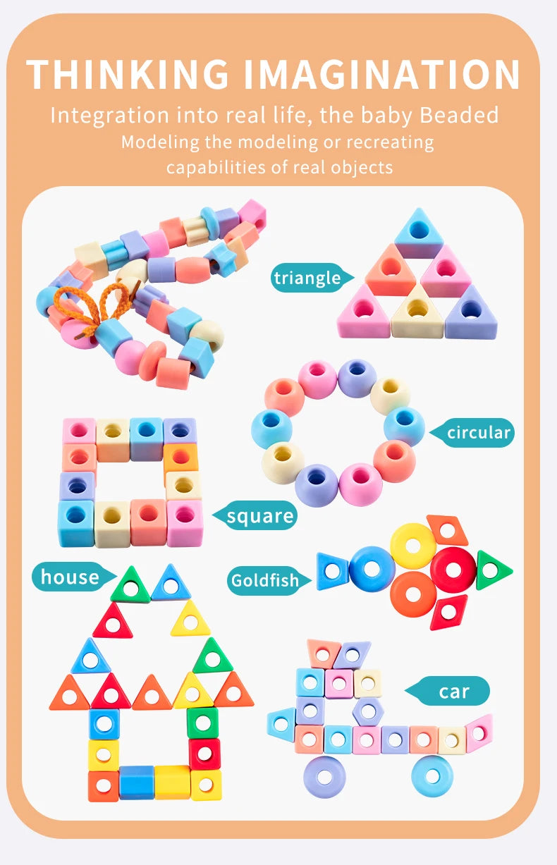 Beaded Diy Handmade Puzzle Wearing Beads Building Blocks EarlyEducation Geometry Shape Bracelet Toy