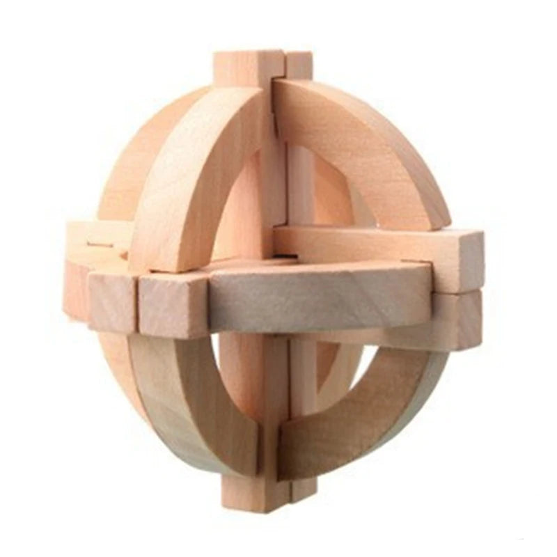 Wooden Kongming Luban Lock,3D Brain Teaser Puzzle,Office Decompression Puzzle for Adult, Intelligence Gift for Kids (Ball))