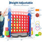 4-in-1 Giant Connect Game Set Adjustable Height, Basketball Hoop, Ring Toss and Net Jumbo Outdoor Yard Game for Families Events