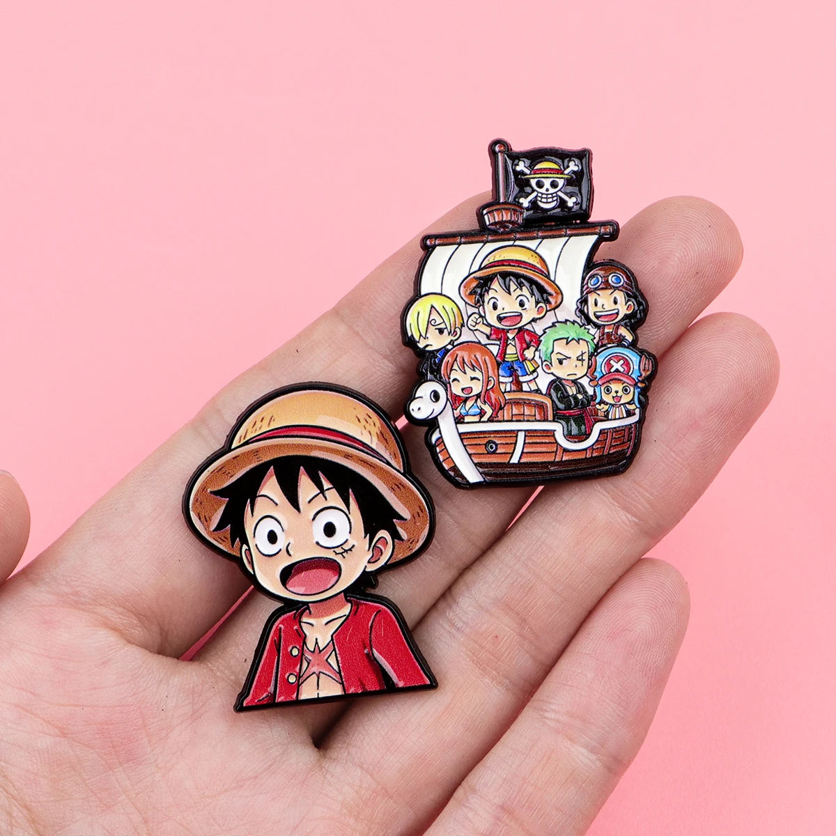 4pcs Anime Pirate Enamel Pins Set Cute Brooches for Backpacks Hat Lapel Pins Badges for Fans Gifts Toy Cosplay Accessories
