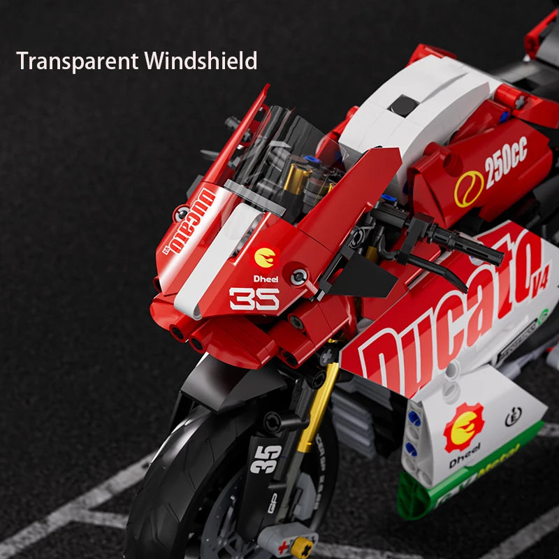 Famous V4 Motorcycle Building Blocks Set,Super Motorbike Model Kit,Technical Racing,STEM Assembled Toys Gifts For Boys And Girls