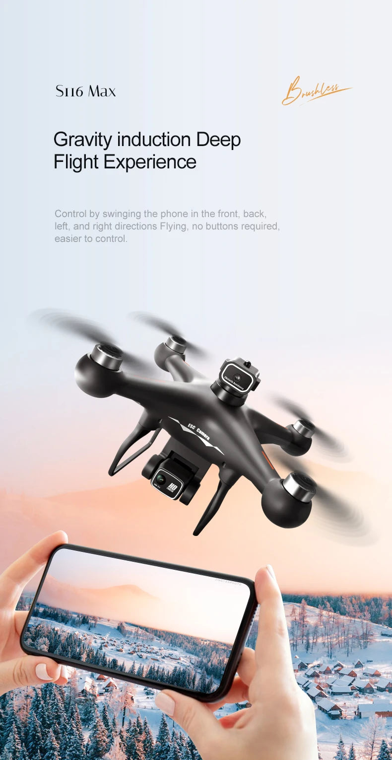 2026 Newest S116 MAX Brushless RC Drone with Dual Camera, WiFi FPV, Optical Flow Positioning, 360 Obstacle Avoidance, One Key Takeoff Landing, Altitude Hold, Foldable, Carry Bag Included, Long Flight Time, Gift for Adults