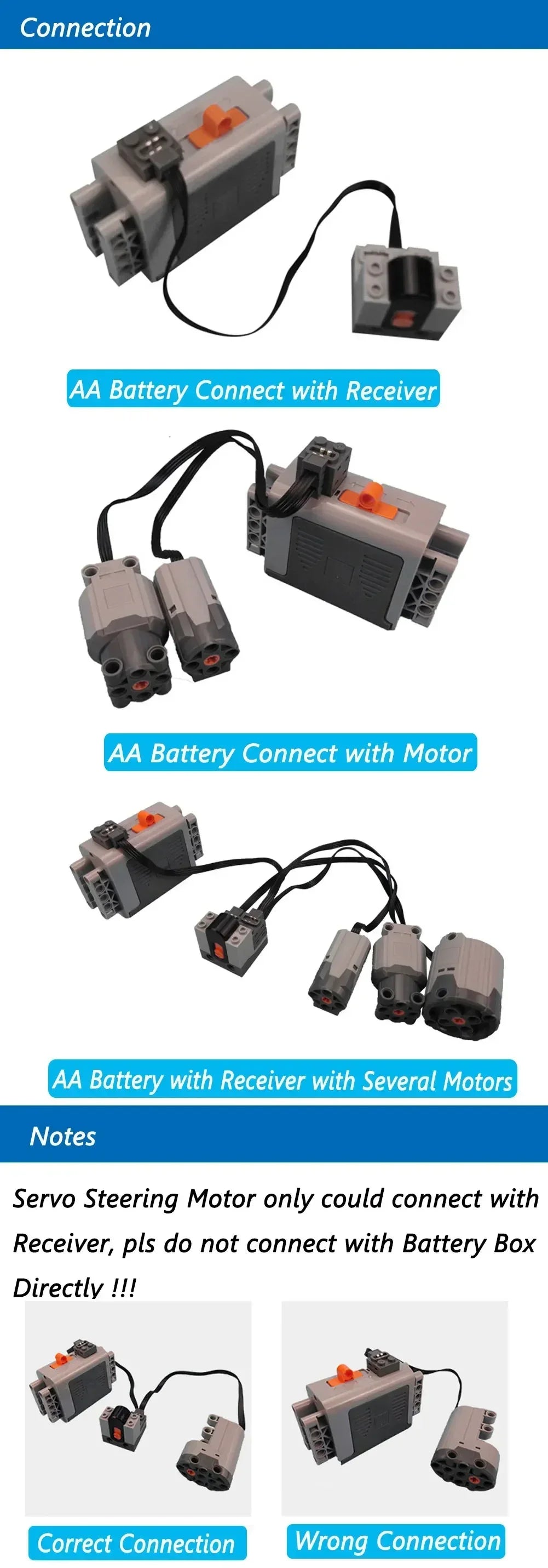 MOC Power Functions Servo Train Motor Battery Box Switch Light IR Remote Control Receiver Technical Parts Set Building Blocks