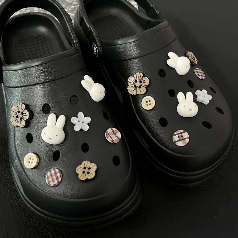 16Pcs/Set Miffy Rabbit Shoe Flower Kawaii Cartoon Detachable DIY Hole Shoe Accessories Gifts
