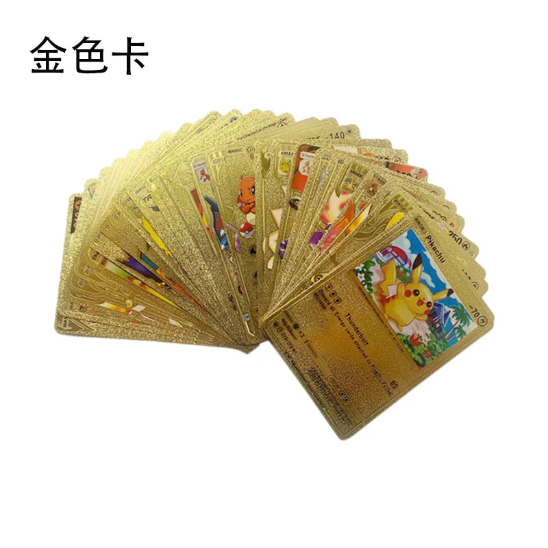 81-15Pcs Pokemon Cards Gold Silver Vmax GX Card Collection Battle Trainer Card Spanish English French Child Toys Christmas Gifts