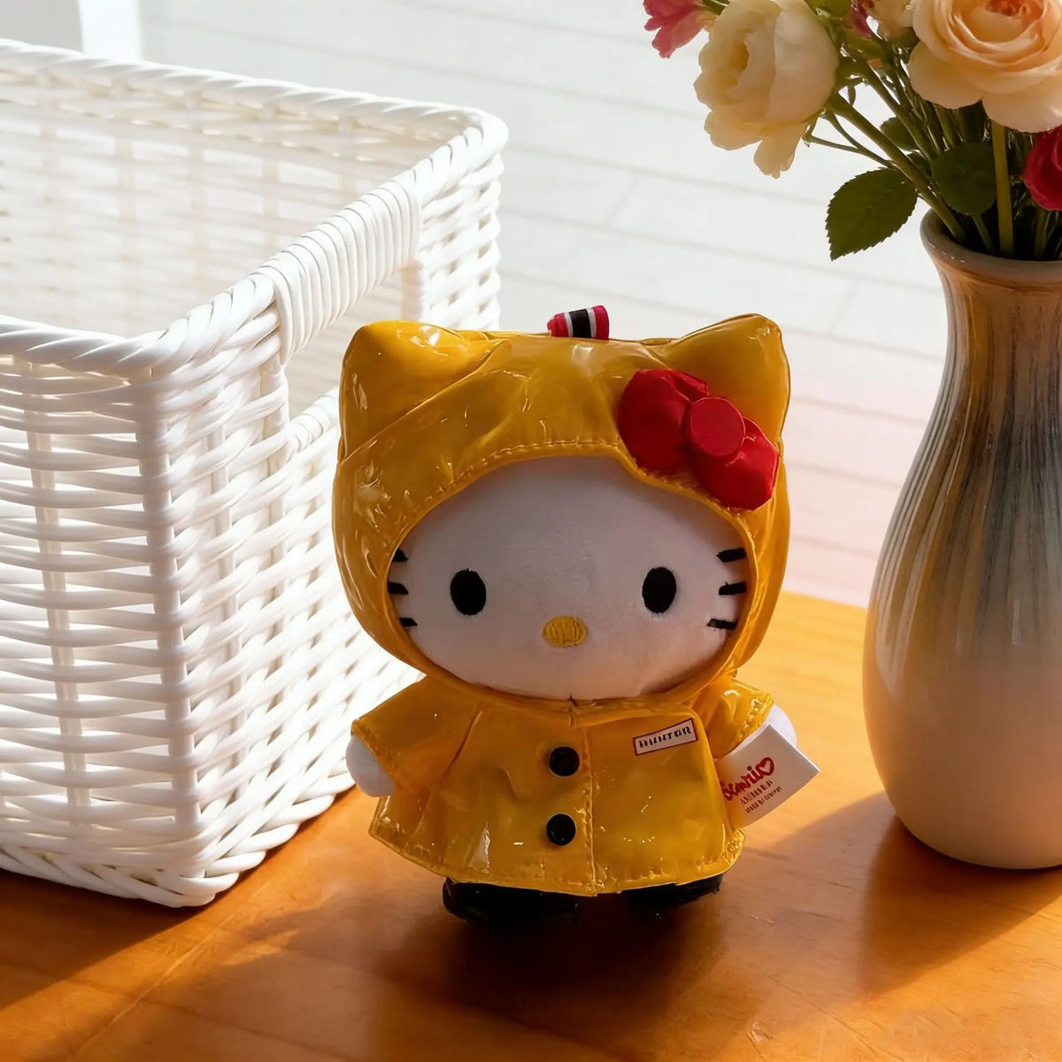 Cute Hello Kitty Plush Keychain Cartoon Yellow Raincoat KT Cat Stuffed Toys Dopamine Unique Backpack Doll Pendant Perfect Gifts